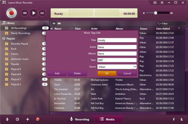 通过音乐录音机 10 编辑音乐标签