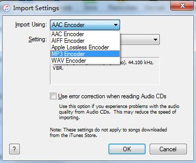 Launch iTunes to change Importing settings 