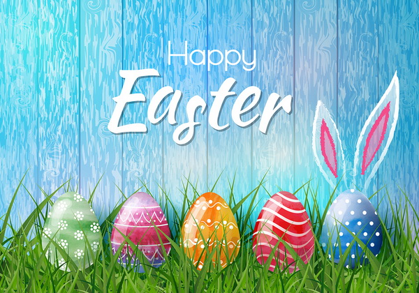 Happy Easter background with realistic Easter eggs. Easter card
