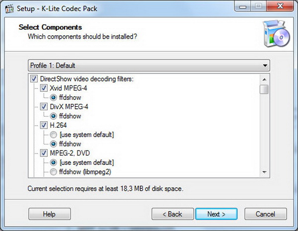 codec m2ts destinato a Windows Media Player 11