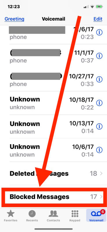 check for voicemails from blocked numbers on your iPhone 2