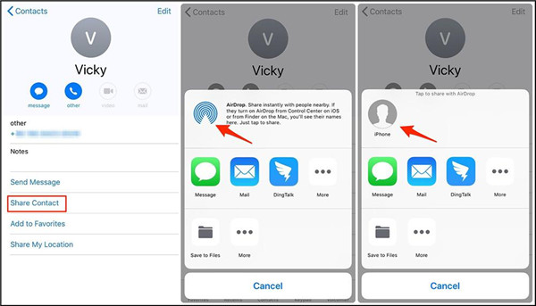choose the contacts you want to airdrop