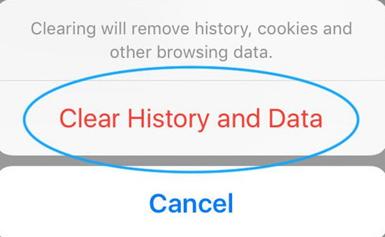 confirm to clear history and data