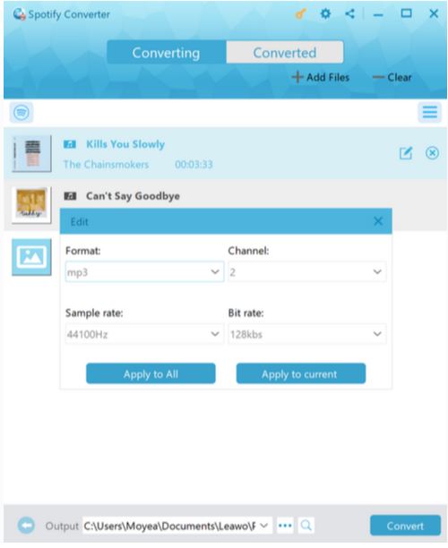   设置输出格式和音频质量
