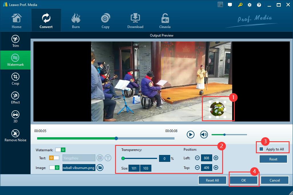  添加文本作为水印设置参数 