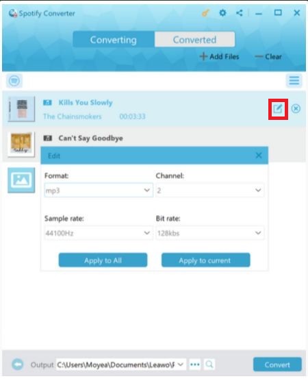 设置输出格式和音频质量 