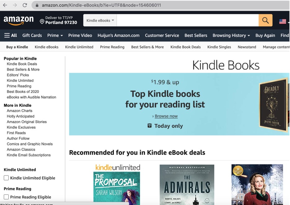  访问亚马逊 Kindle 商店 