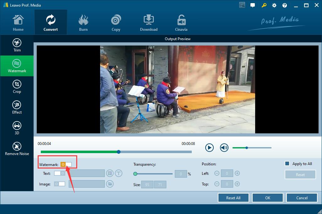  水印视频启用水印功能 