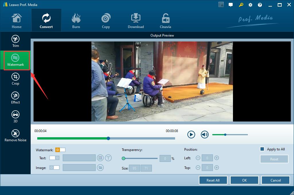  水印视频打开水印面板 