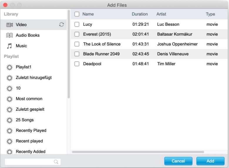  從 iTunes 新增視頻 