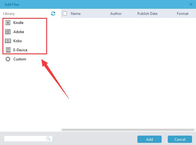  从 Kindle、Adobe 或 Kobo 导入文件 
