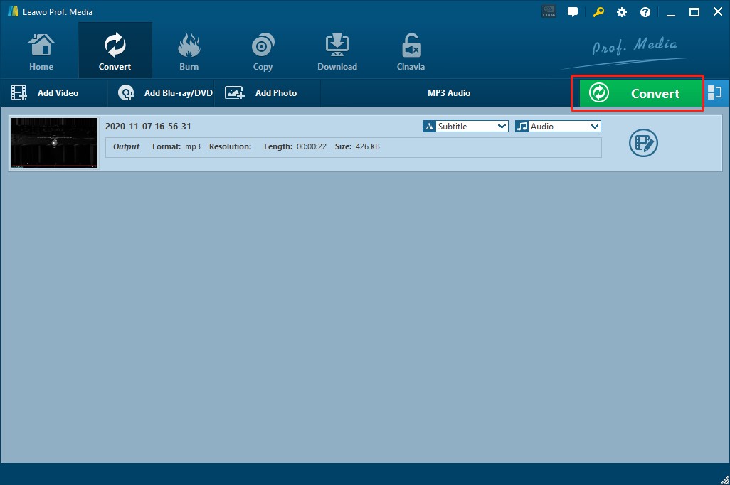  轉換無版權音樂 leawo 開始轉換 