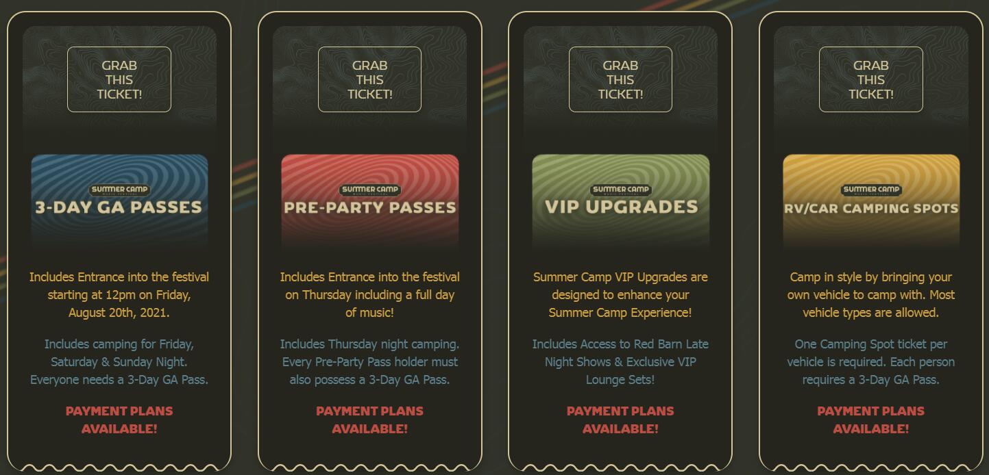  夏令营音乐节门票 