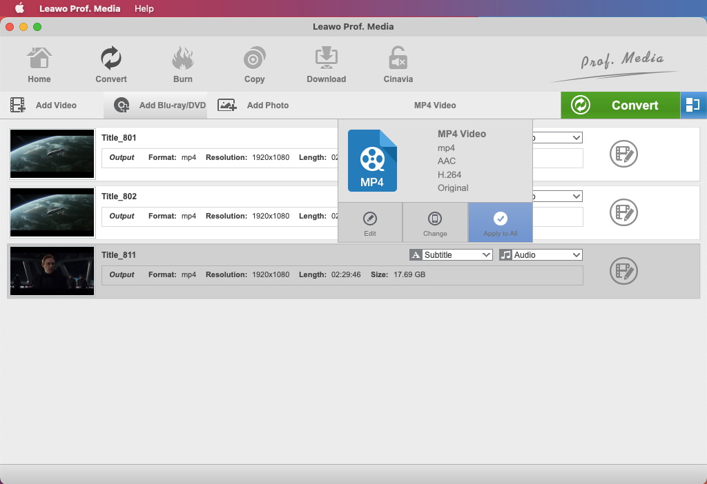 在 mac 上播放 wmv 檔案-選擇輸出檔案 1 的格式  